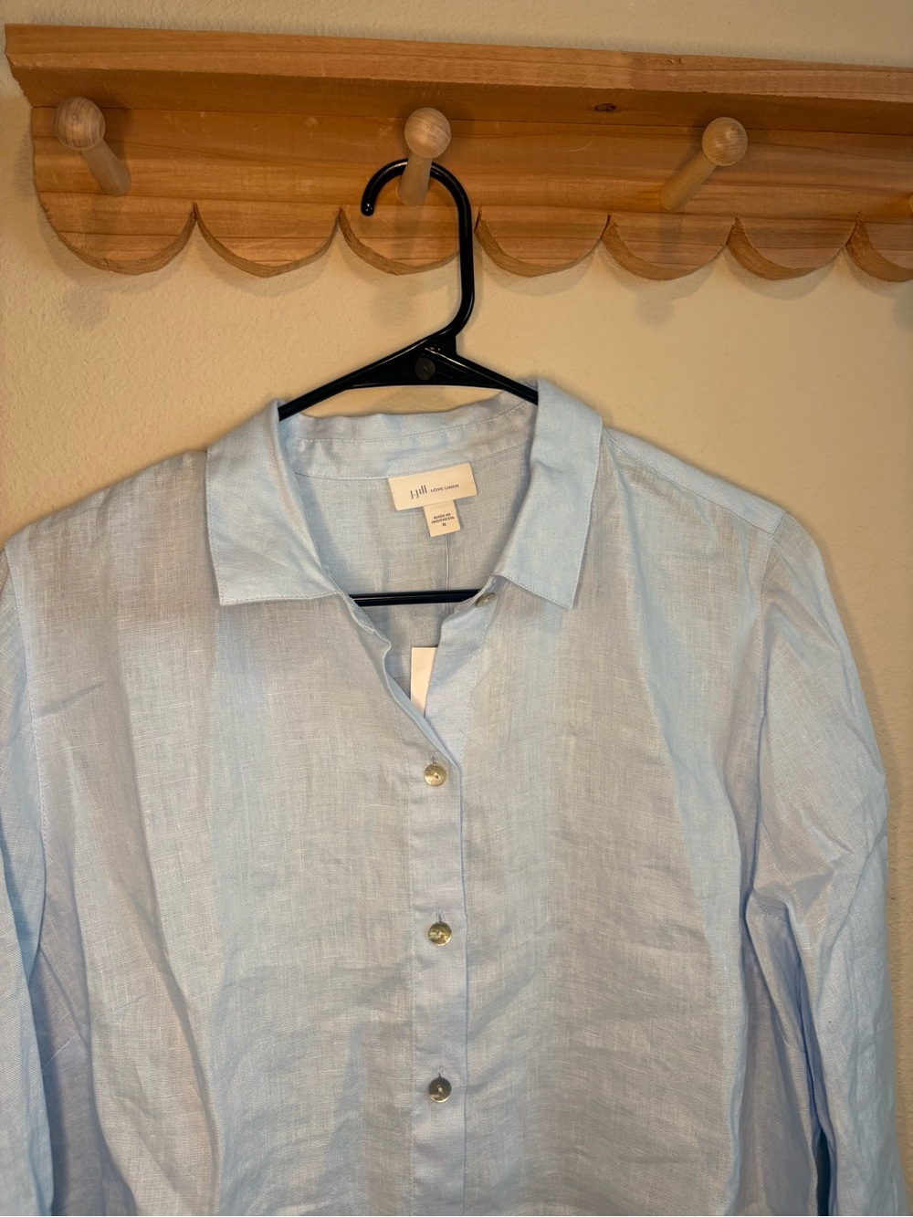 J. Jill Pale Blue Linen Button-Down Shirt - Picture 2 of 4